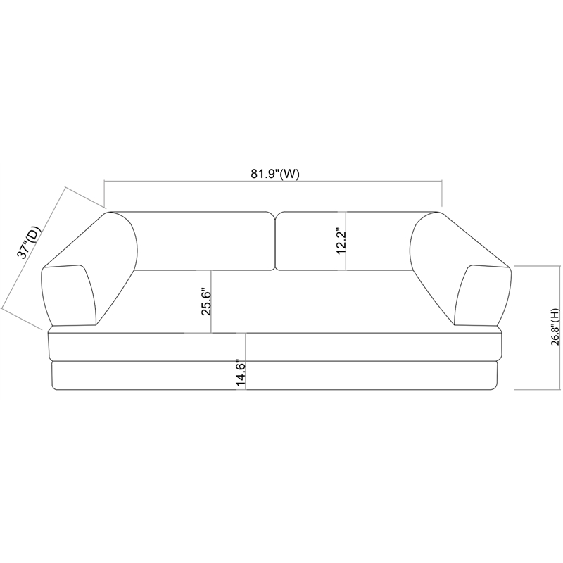 CRO DecorDark Grey Luxury Chenille Velvet Combination Floor Compressed Sofa