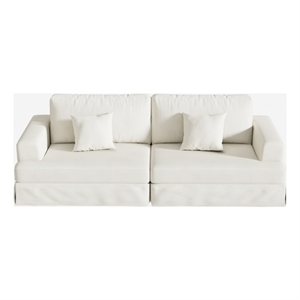 CRO Decor White Corduroy free-install fully foam-filled Compressed sofa