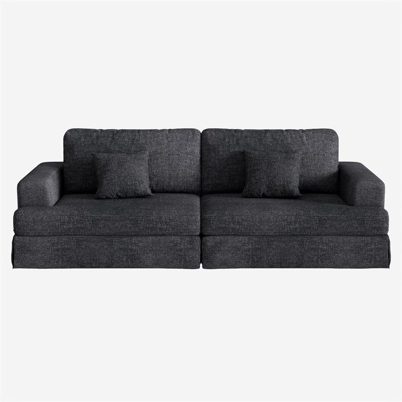 CRO Decor Grey Corduroy free-install fully foam-filled Compressed sofa
