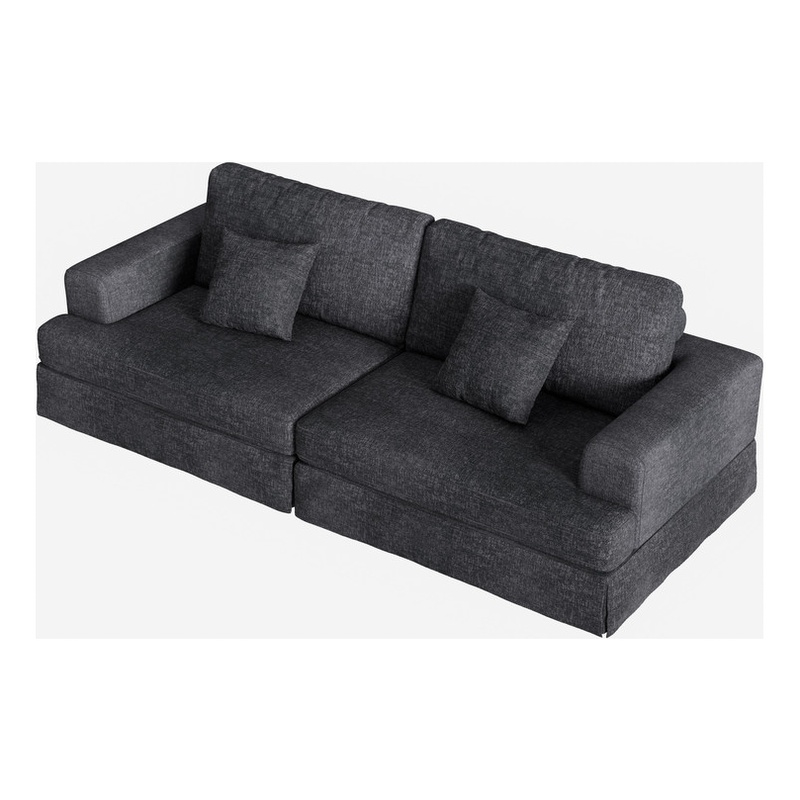 CRO Decor Grey Corduroy free-install fully foam-filled Compressed sofa