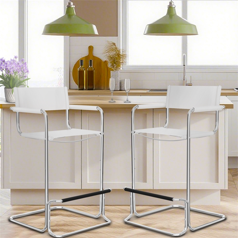 CRO Decor Stainless Steel Dining Chair Office Chair-White