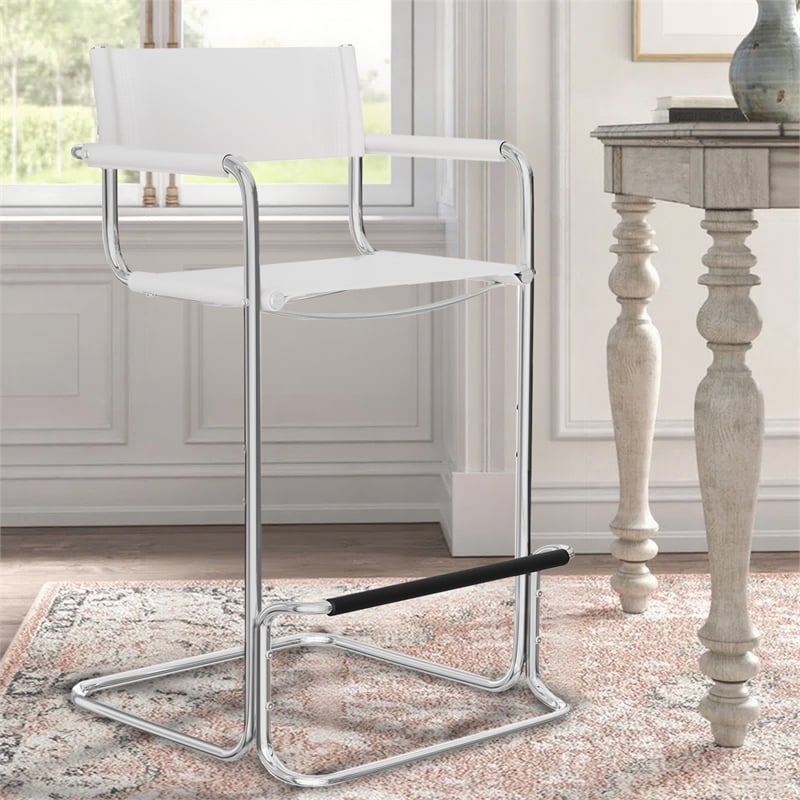 CRO Decor Stainless Steel Dining Chair Office Chair-White