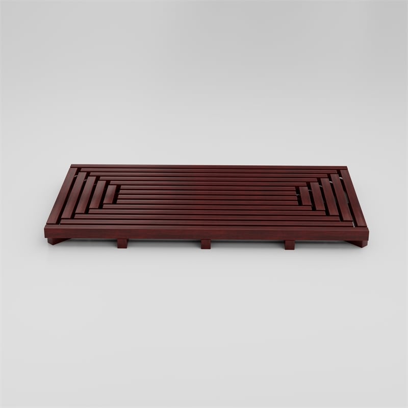 CRO Decor Teak Rectangle Teak & Wood Reversible Shower Mat