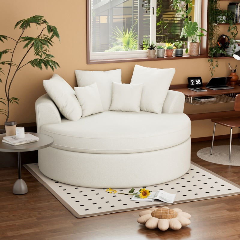 CRO Decor White Corduroy free-install fully foam-filled Compressed sofa