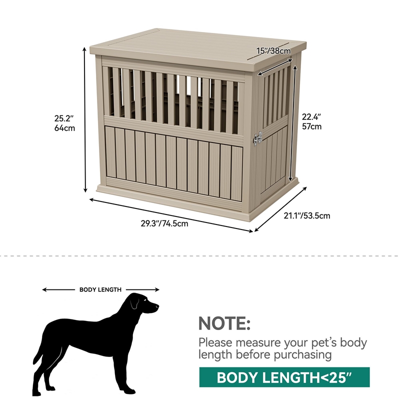 CRO Decor  Dog House  with Lockable Latch for Small to Medium Pets-Gray