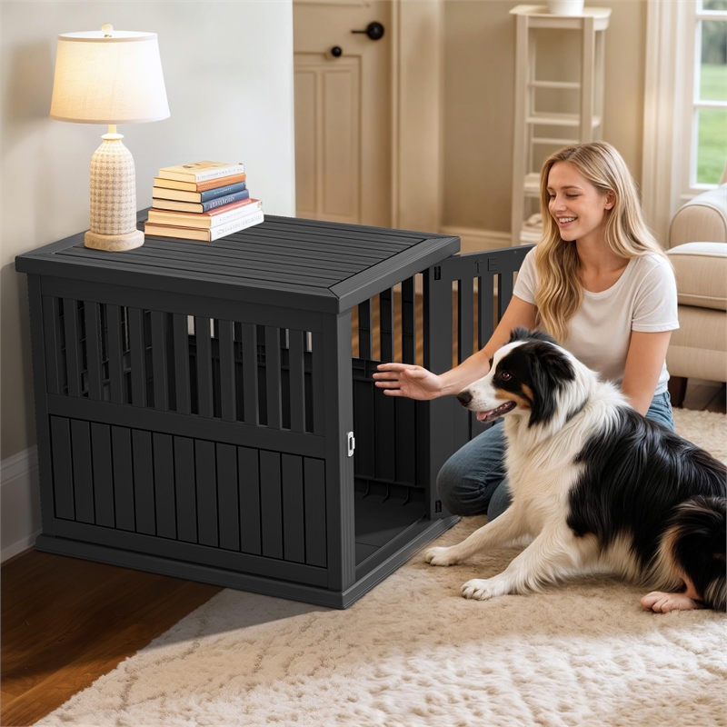 CRO Decor  Dog House  with Lockable Latch for Small to Medium Pets