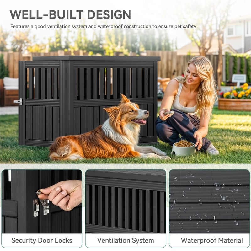 CRO Decor  Dog House  with Lockable Latch for Small to Medium Pets