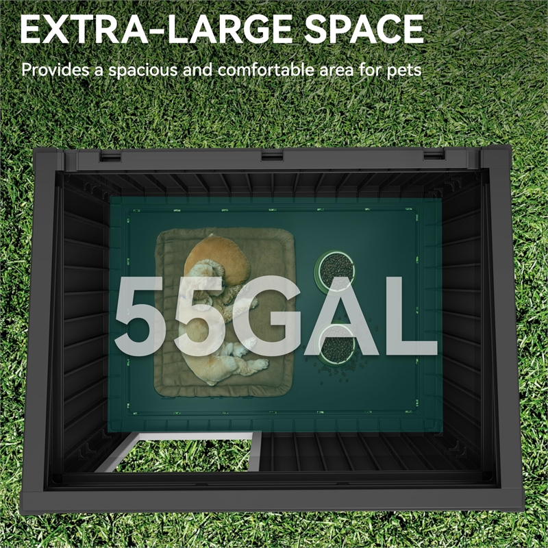 CRO Decor  Dog House  with Lockable Latch for Small to Medium Pets-BLACK