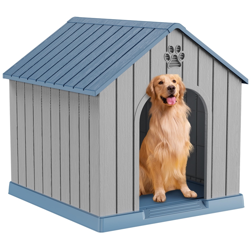 CRO Decor Dog House Indoor Outdoor Durable  for Small Medium Dogs-BULE