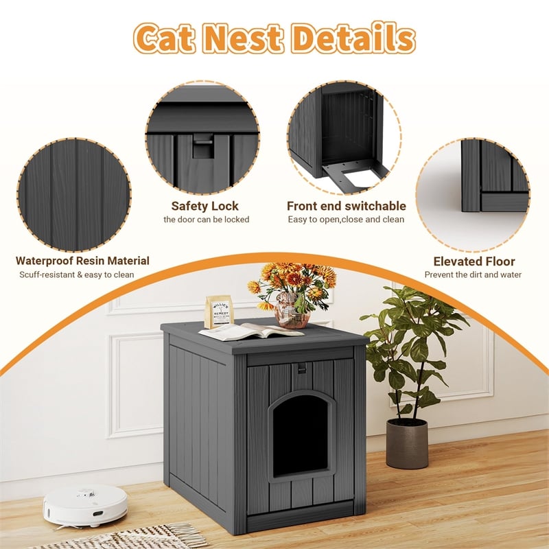 CRO Decor 30gal Resin Closed-type Cat House Cat Bed -Blank