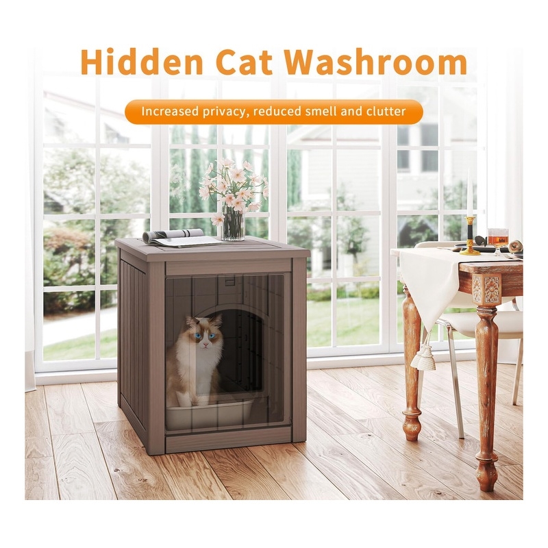 CRO Decor 30gal Resin Closed-type Cat House Cat Bed -Gray