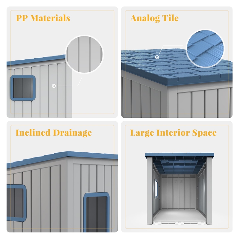 CRO Decor 30gal Resin Closed-type Cat House Cat Bed -Blue