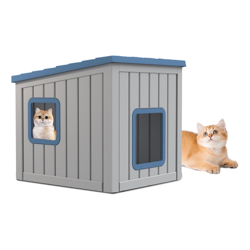 CRO Decor 30gal Resin Closed-type Cat House Cat Bed -Blue