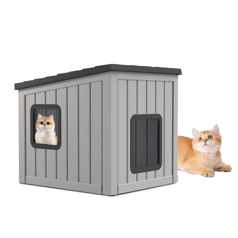 CRO Decor 30gal Resin Closed-type Cat House Cat Bed -Gray