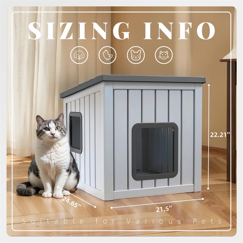 CRO Decor 30gal Resin Closed-type Cat House Cat Bed -Gray