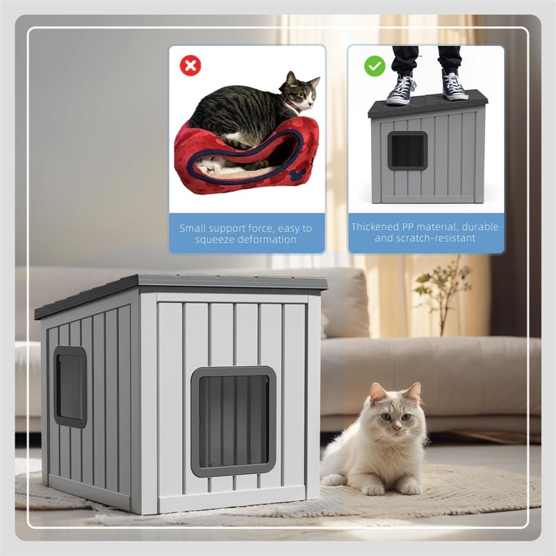 CRO Decor 30gal Resin Closed-type Cat House Cat Bed -Gray