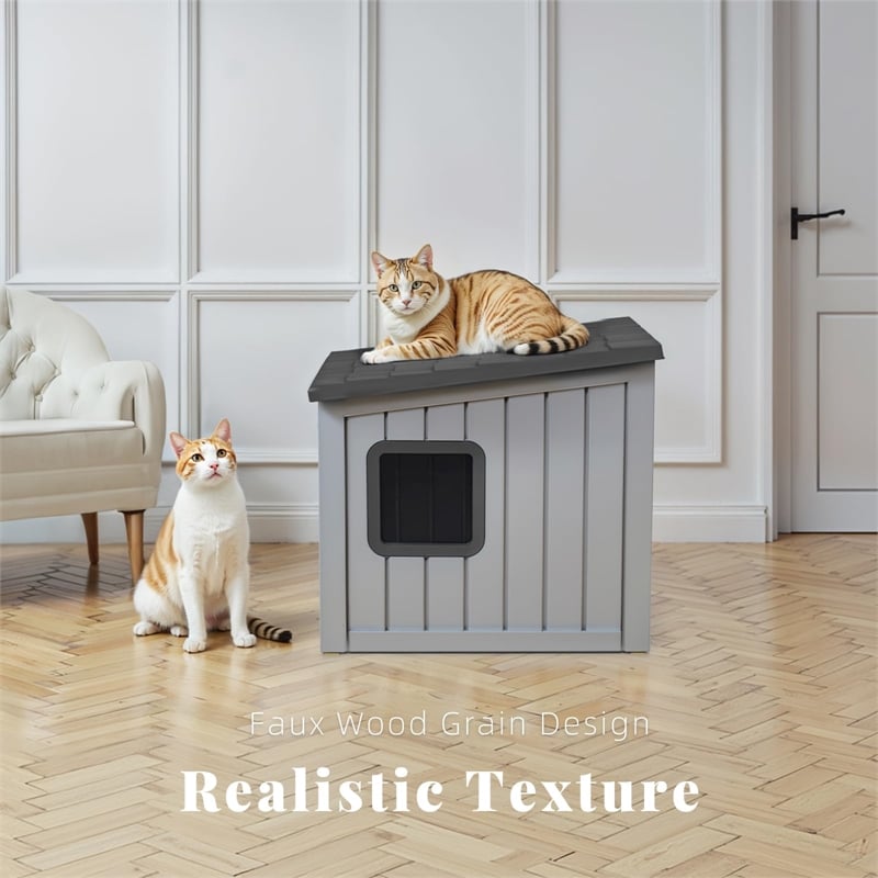 CRO Decor 30gal Resin Closed-type Cat House Cat Bed -Gray