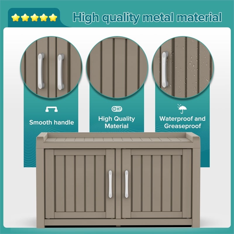 CRO Decor Resin Double-door Shoe Cabinet -Gray