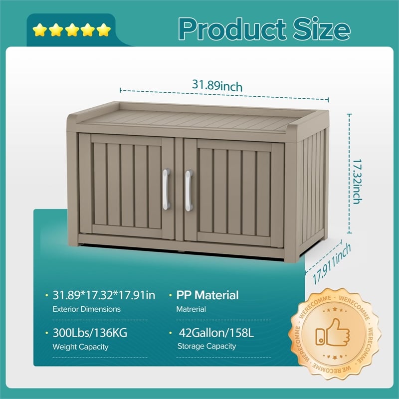 CRO Decor Resin Double-door Shoe Cabinet -Gray