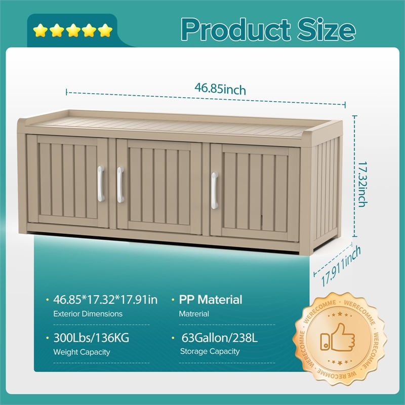 CRO Decor Resin Three-door Shoe Cabinet -Blank