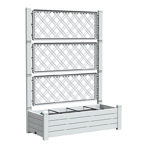 CRO Decor Gray Resin Vertical Tiered Plant Stands with Trellis