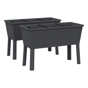 CRO Decor Black Resin Sleek TWO-Plant Stand Gardening System