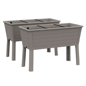 CRO Decor Gray Resin Sleek TWO-Plant Stand Gardening System