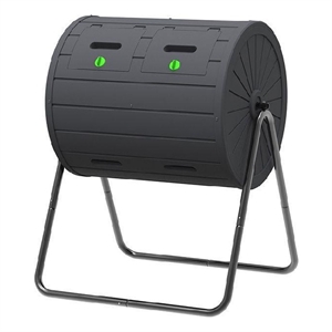 CRO Decor Gray/Black Resin Tumbling Composter with Sealed Ventilation Bins