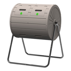 CRO Decor Gray/Black Resin Tumbling Composter with Sealed Ventilation Bins