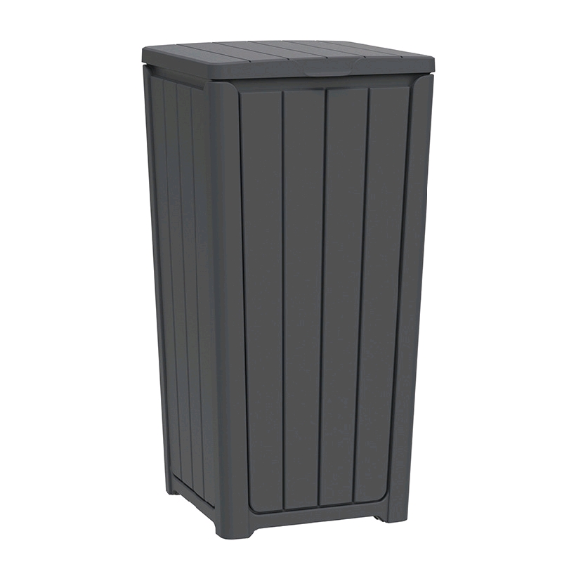 CRO Decor Black Resin Heavy-Duty Trash Bin with Slip-Resistant Base Trash Cans