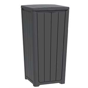 CRO Decor Black Resin Heavy-Duty Trash Bin with Slip-Resistant Base Trash Cans