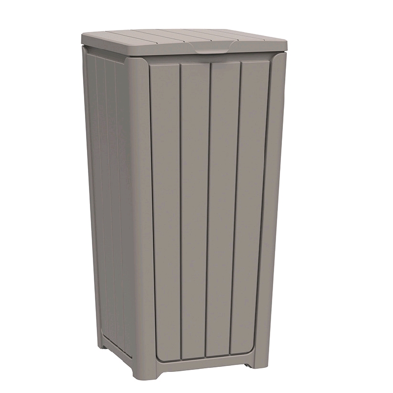 CRO Decor Gray Resin Heavy-Duty Trash Bin with Slip-Resistant Base Trash Cans