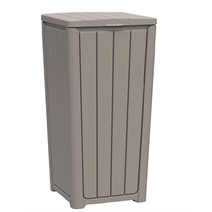 CRO Decor Gray Resin Heavy-Duty Trash Bin with Slip-Resistant Base Trash Cans