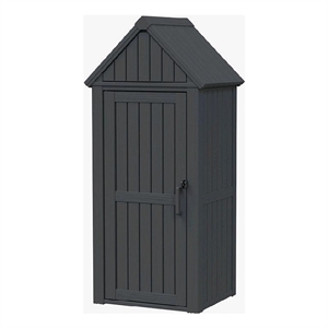 CRO Decor Black Resin Compact Tool Cabinet with Sloped Roof Storage System