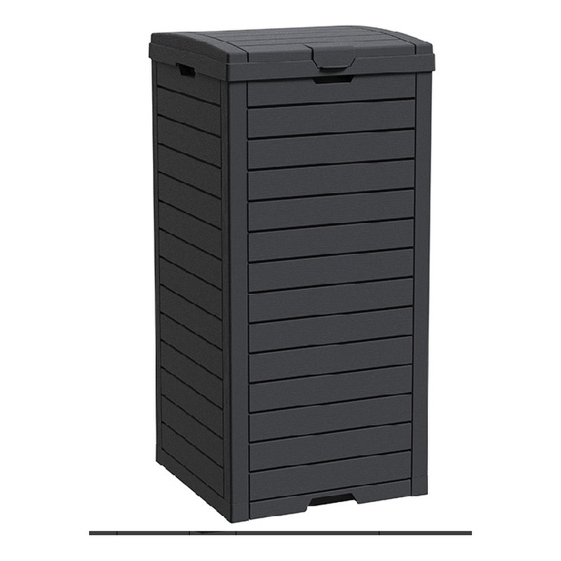 CRO Decor Black Resin Heavy-Duty Trash Bin with Slip-Resistant Base Trash Cans