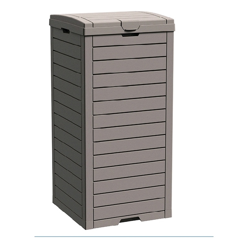 CRO Decor Gray Resin Heavy-Duty Trash Bin with Slip-Resistant Base Trash Cans