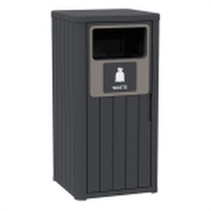 CRO Decor Black Resin Heavy-Duty Trash Bin with Slip-Resistant Base Trash Cans