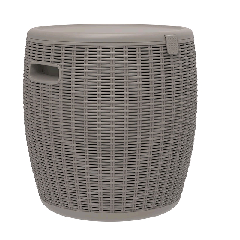 CRO Decor Gray Resin Textured Ice Bucket with Flat Top Portable Coolers