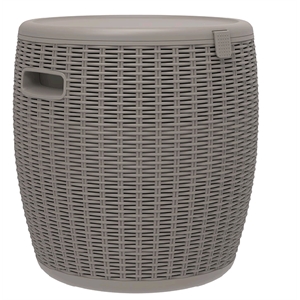CRO Decor Gray Resin Textured Ice Bucket with Flat Top Portable Coolers