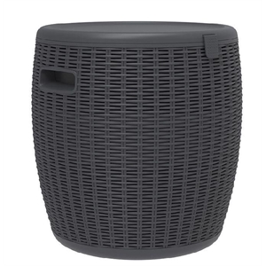 CRO Decor Black Resin Textured Ice Bucket with Flat Top Portable Coolers