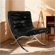 CRO Decor 29.3'' W Genuine Leather Accent Lounge Chair(Black)