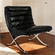 CRO Decor 29.3'' W Genuine Leather Accent Lounge Chair(Black)