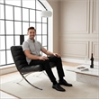 CRO Decor 29.3'' W Genuine Leather Accent Lounge Chair(Black)