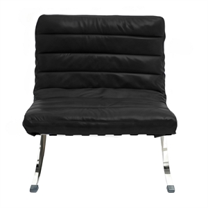 CRO Decor 29.3'' W Genuine Leather Accent Lounge Chair(Black)