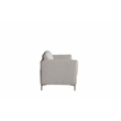 CRO Decor White Fabric Comfort-Focused Sofa with Wooden Leg Accents
