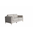 CRO Decor White Fabric Comfort-Focused Sofa with Wooden Leg Accents