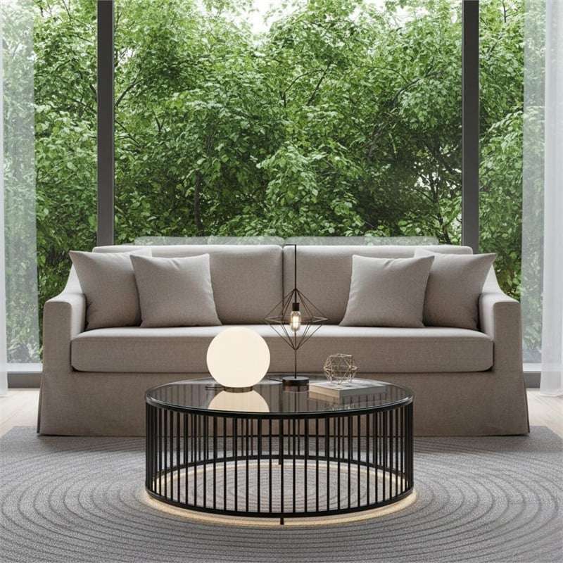 CRO Decor Fabric Upholstered Generous Seating Modern Living Room Sofa in White
