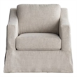 CRO Decor White Fabric Upholstered Sofa with Swivel Base Contemporary Armchair