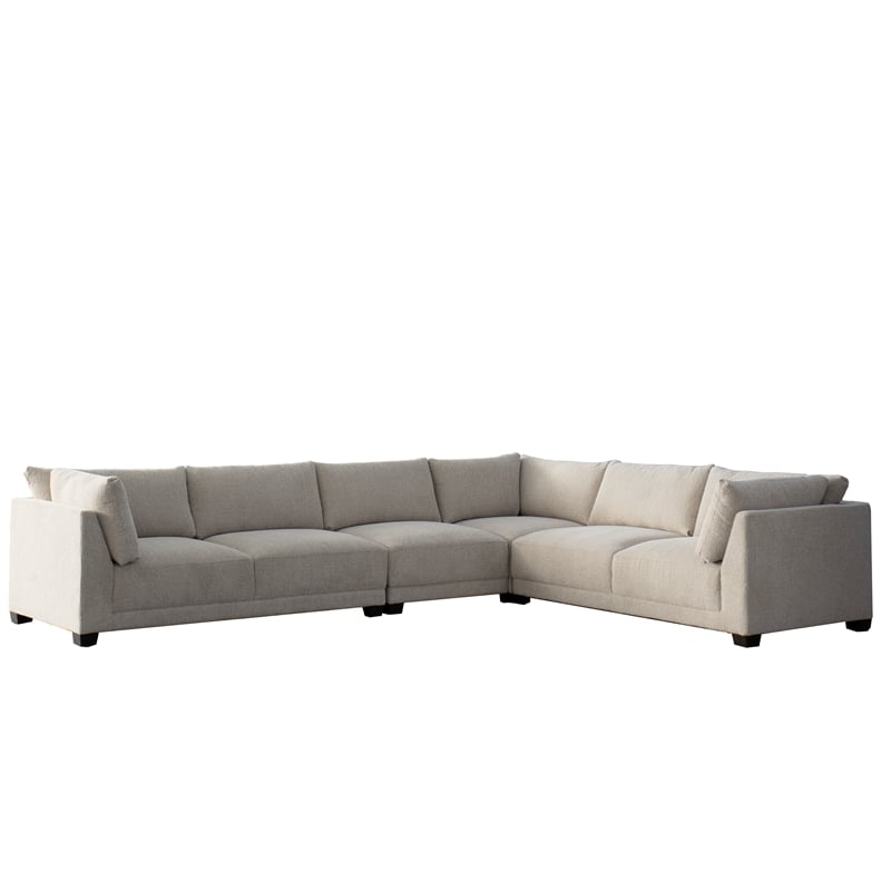 CRO Decor White Fabric Modular Sofa Section with Ergonomic Support-left sofa