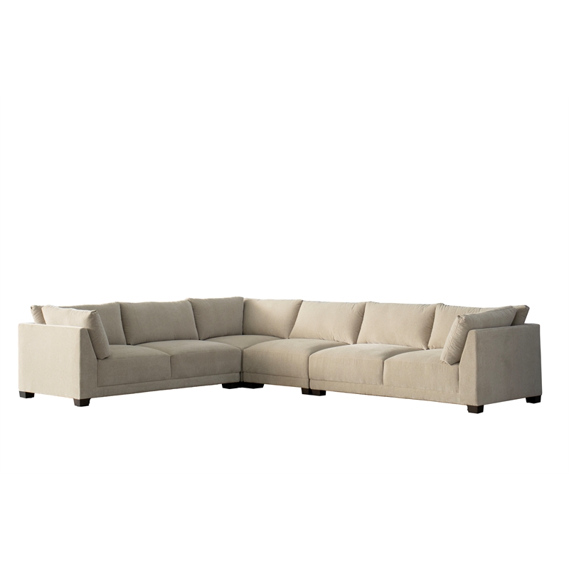 CRO Decor White Fabric Modular Sofa Section with Ergonomic Support-right sofa